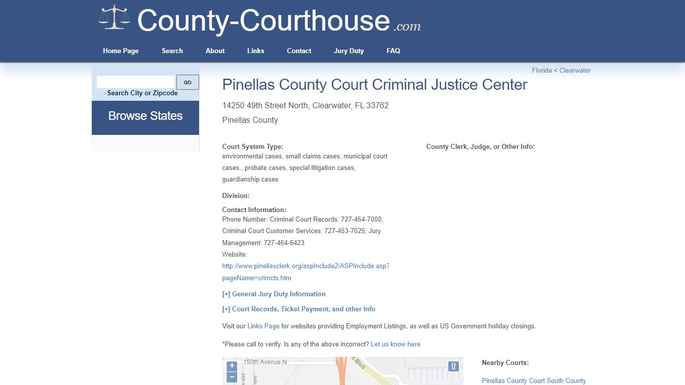 Pinellas County Court Criminal Justice Center in Clearwater, FL - Court ...
