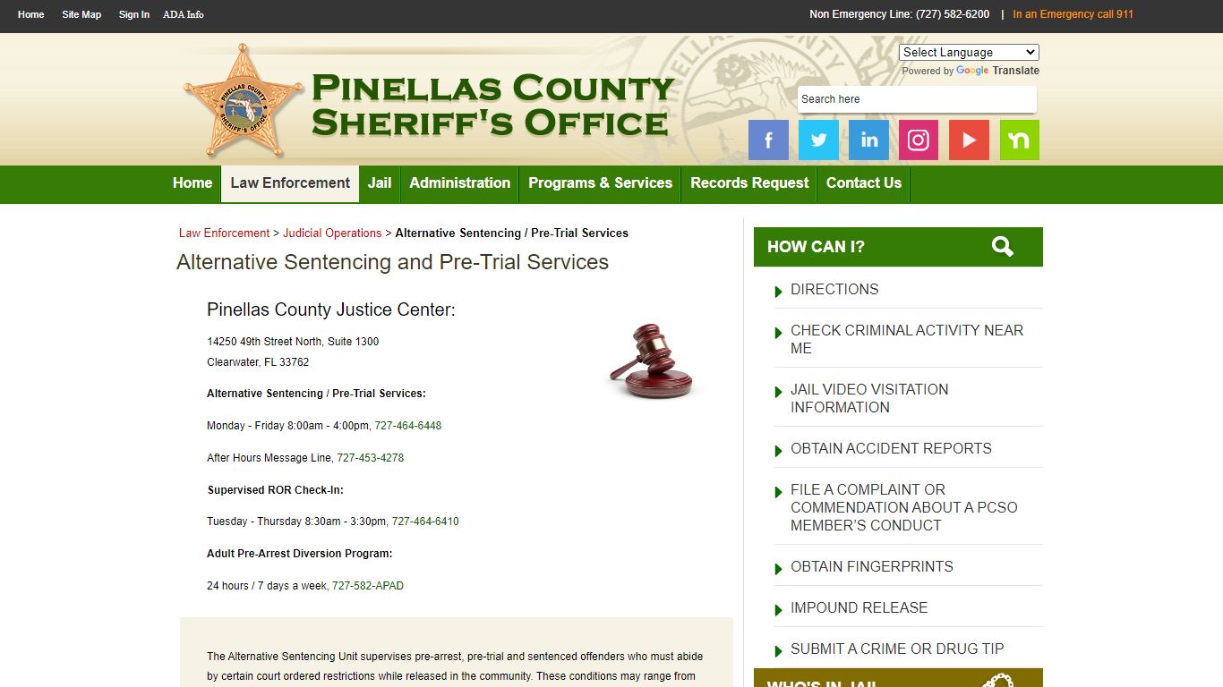 Alternative Sentencing / Pre-Trial Services - Pinellas County Sheriff's ...